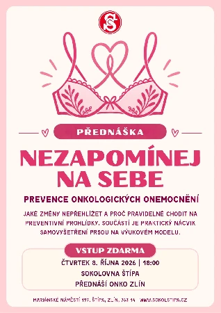 Plakát Nezapomínej na sebe — čtvrtek 8. října 2026, 18:00, sokolovna Štípa